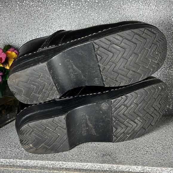 Dansko Black Patent Leather Clogs Mules Shoes 9.5 10 - Picture 6 of 8